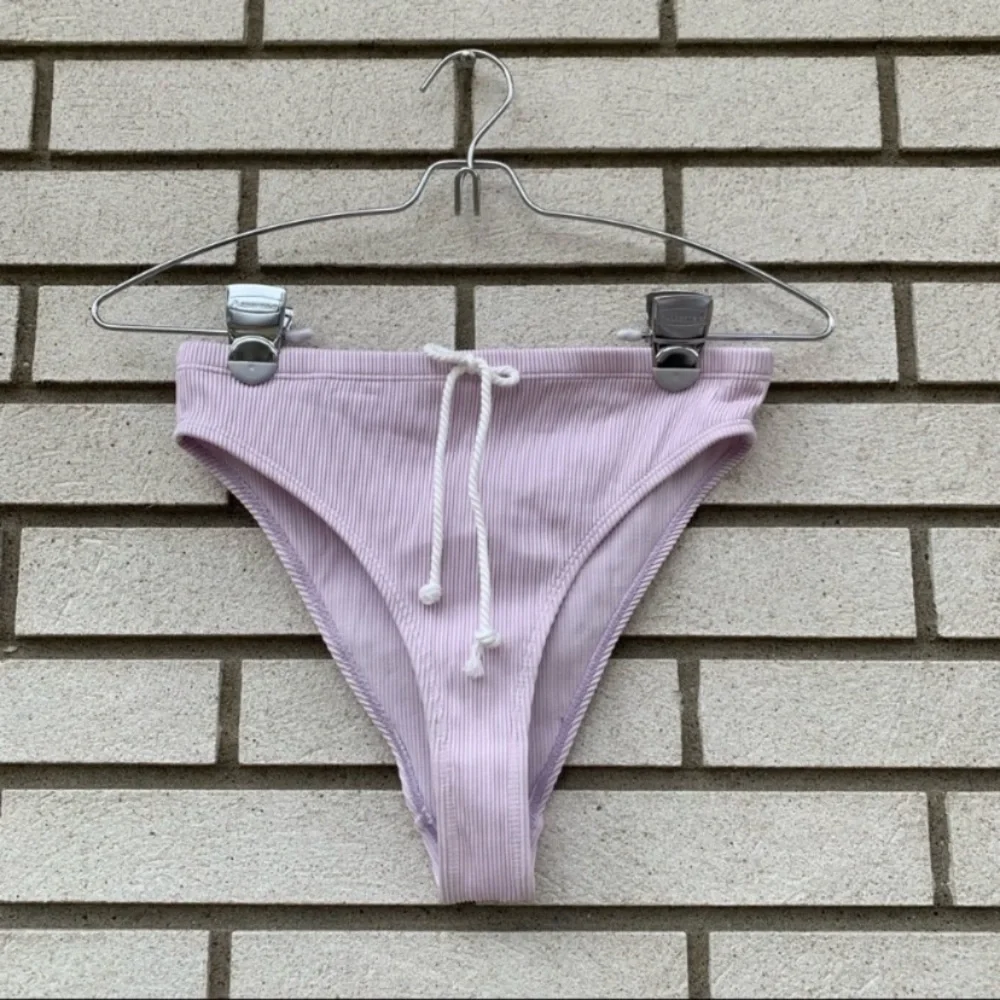 Nasty Gal Lavender Ribbed Two Piece Bikini Tank Top High Cut Bottoms 4 Y2K